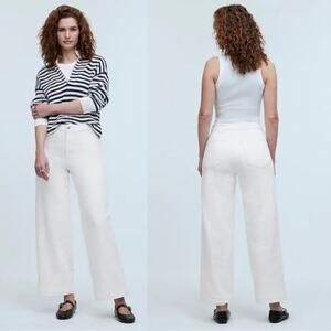 madewell curvy emmett wide-leg jean tile white: welt pocket no693 women size 24